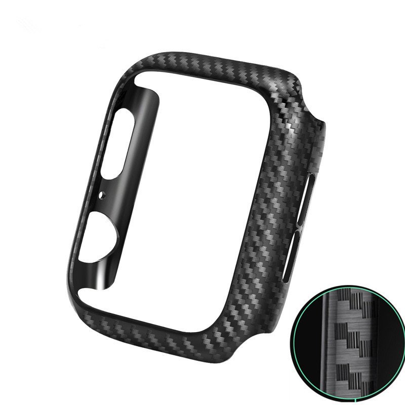 High Quality Carbon Fiber Pattern PC Case Plastic Frame Cover Smart Watch Bumper Case for Apple Watch Series 38/40/41/42/44/45mm