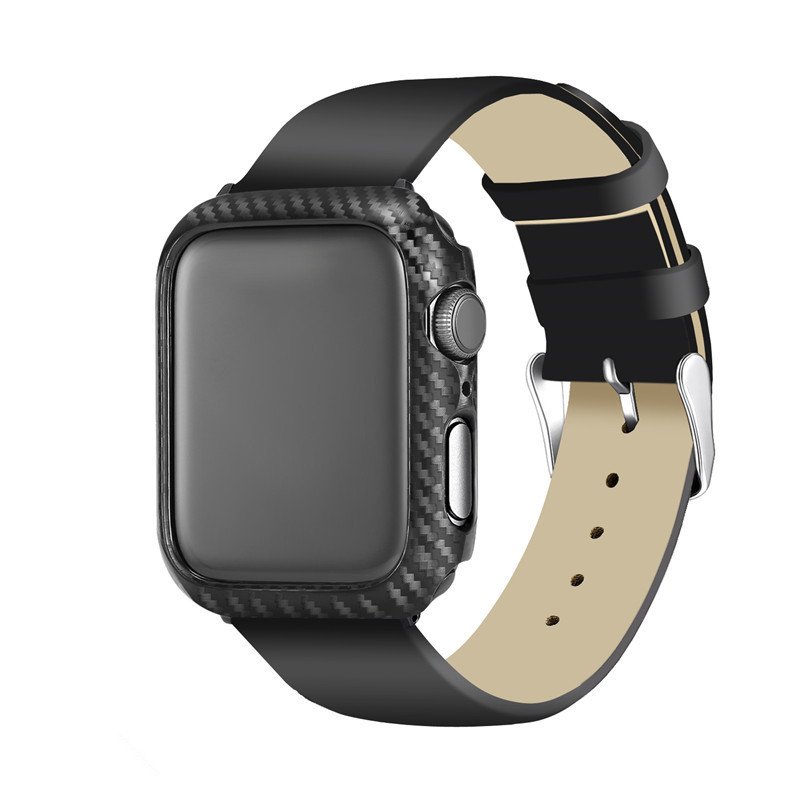 High Quality Carbon Fiber Pattern PC Case Plastic Frame Cover Smart Watch Bumper Case for Apple Watch Series 38/40/41/42/44/45mm
