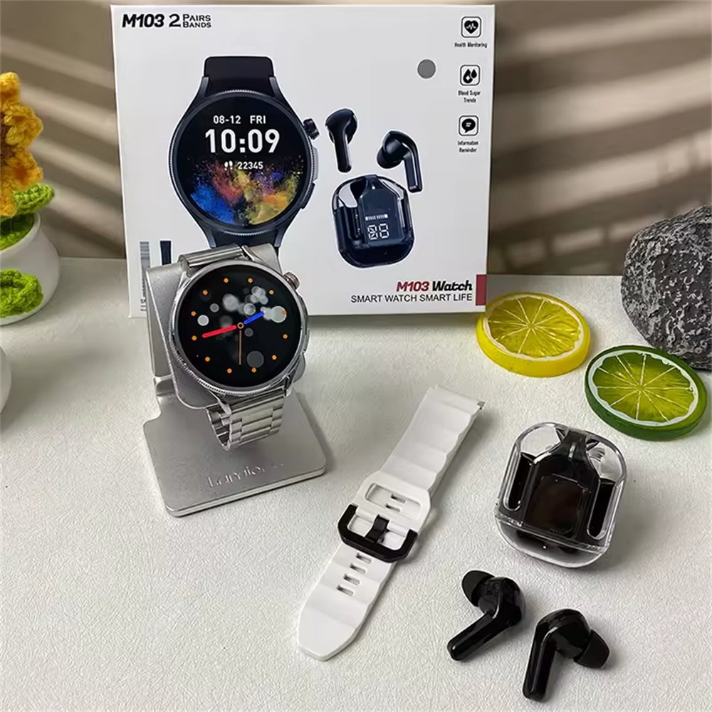 M103 Newly Arrival 2-in-1 Smart Watch TWS Headset Heart Rate BT Call Blood Pressure Oxygen Sleep Tracker Sports Smartwatch