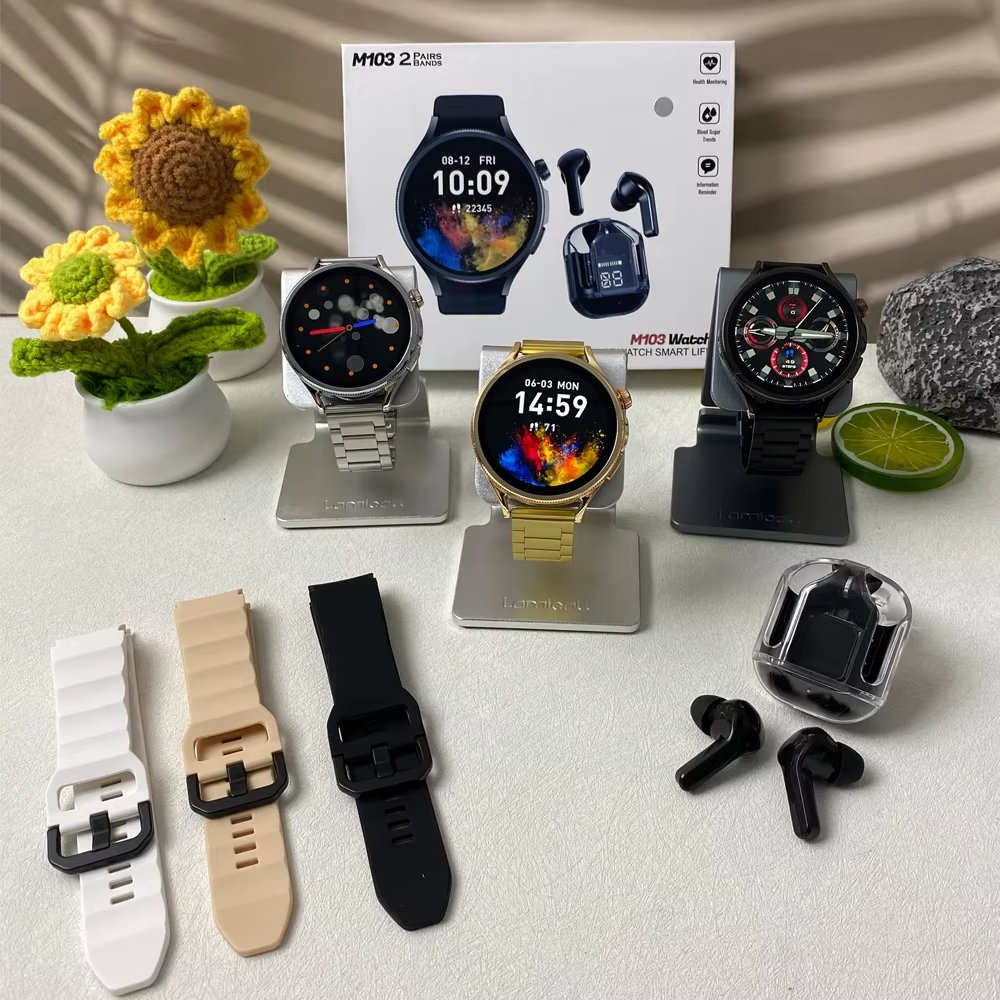 M103 Newly Arrival 2-in-1 Smart Watch TWS Headset Heart Rate BT Call Blood Pressure Oxygen Sleep Tracker Sports Smartwatch