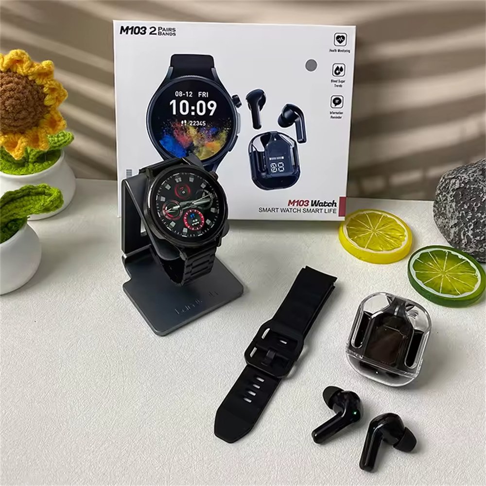M103 Newly Arrival 2-in-1 Smart Watch TWS Headset Heart Rate BT Call Blood Pressure Oxygen Sleep Tracker Sports Smartwatch