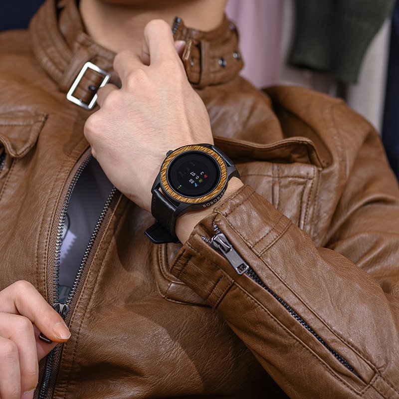 Factory Hot Sale Multifunction Chronograph Smart Wooden Watches Men Oem Mechanical Sport Wrist Watch with Genuine Leather Strap