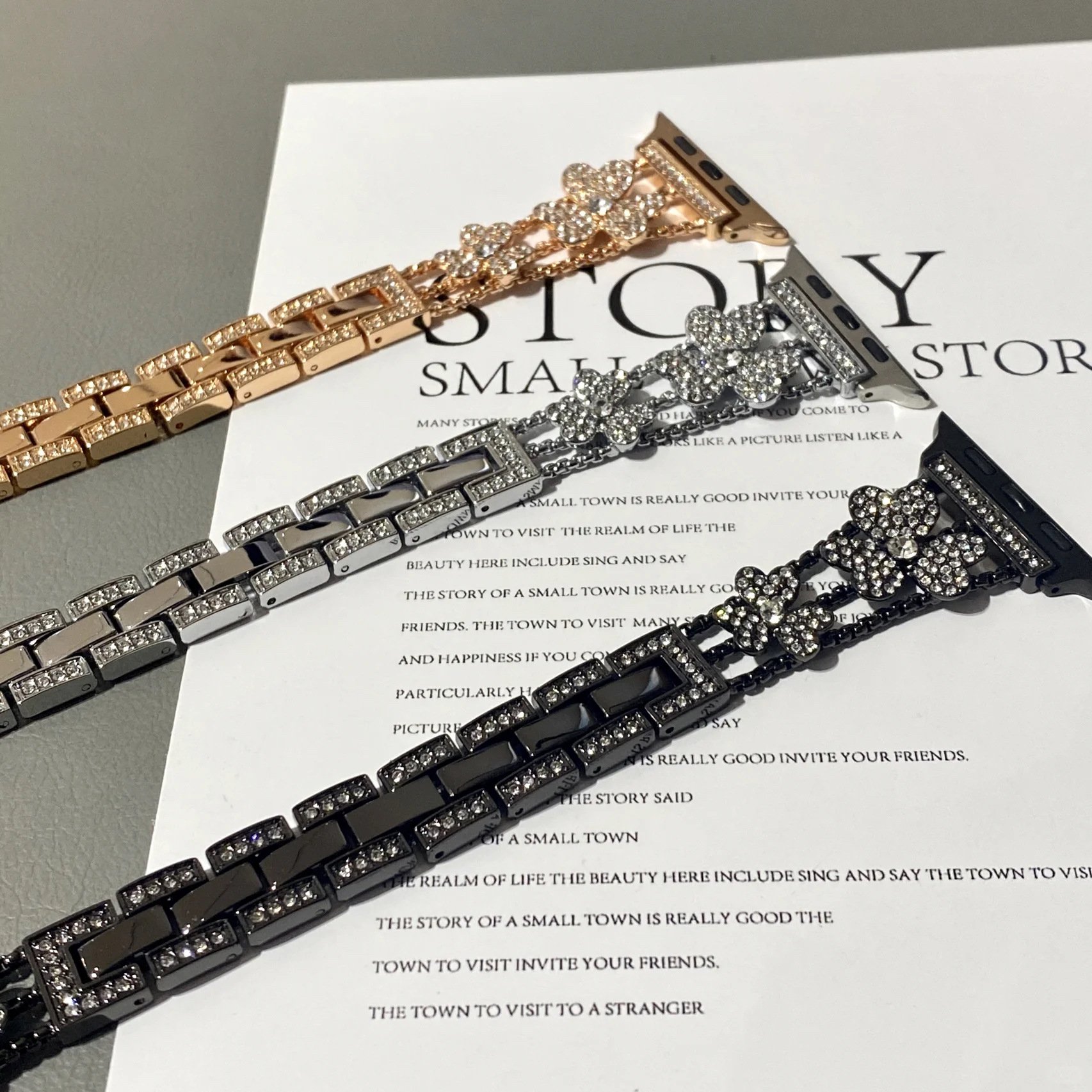 Full Diamond Stainless Steel Metal Watch Strap Bracelet Double Button Clasp for Iwatch se 6 7 8 Smart Watch Band 40mm 45mm 49mm
