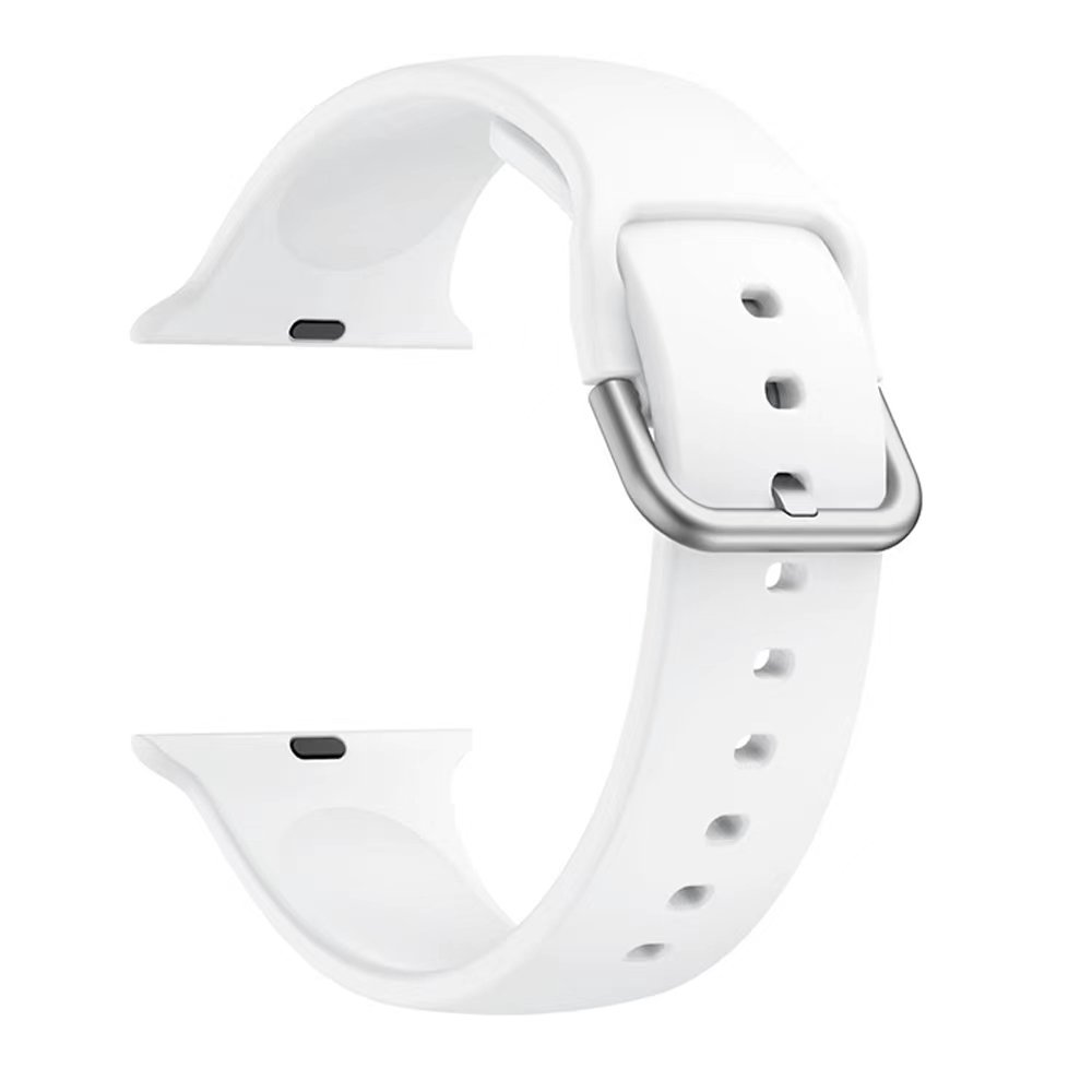 Custom Square Hole Buckle Strap Solid Silicone Smart Watch Bands Breathable Sport Band Watch Strap for Apple Watch 1/2/3/4/5/6/7
