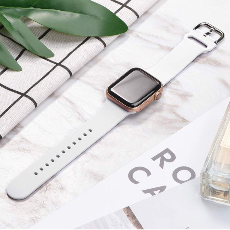 Custom Square Hole Buckle Strap Solid Silicone Smart Watch Bands Breathable Sport Band Watch Strap for Apple Watch 1/2/3/4/5/6/7
