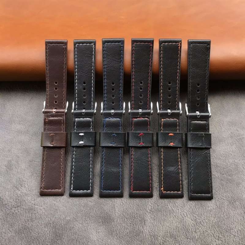 Genuine leather strap for men and women single loop soft strap 18mm 20mm 22mm 24mm smart watch strap