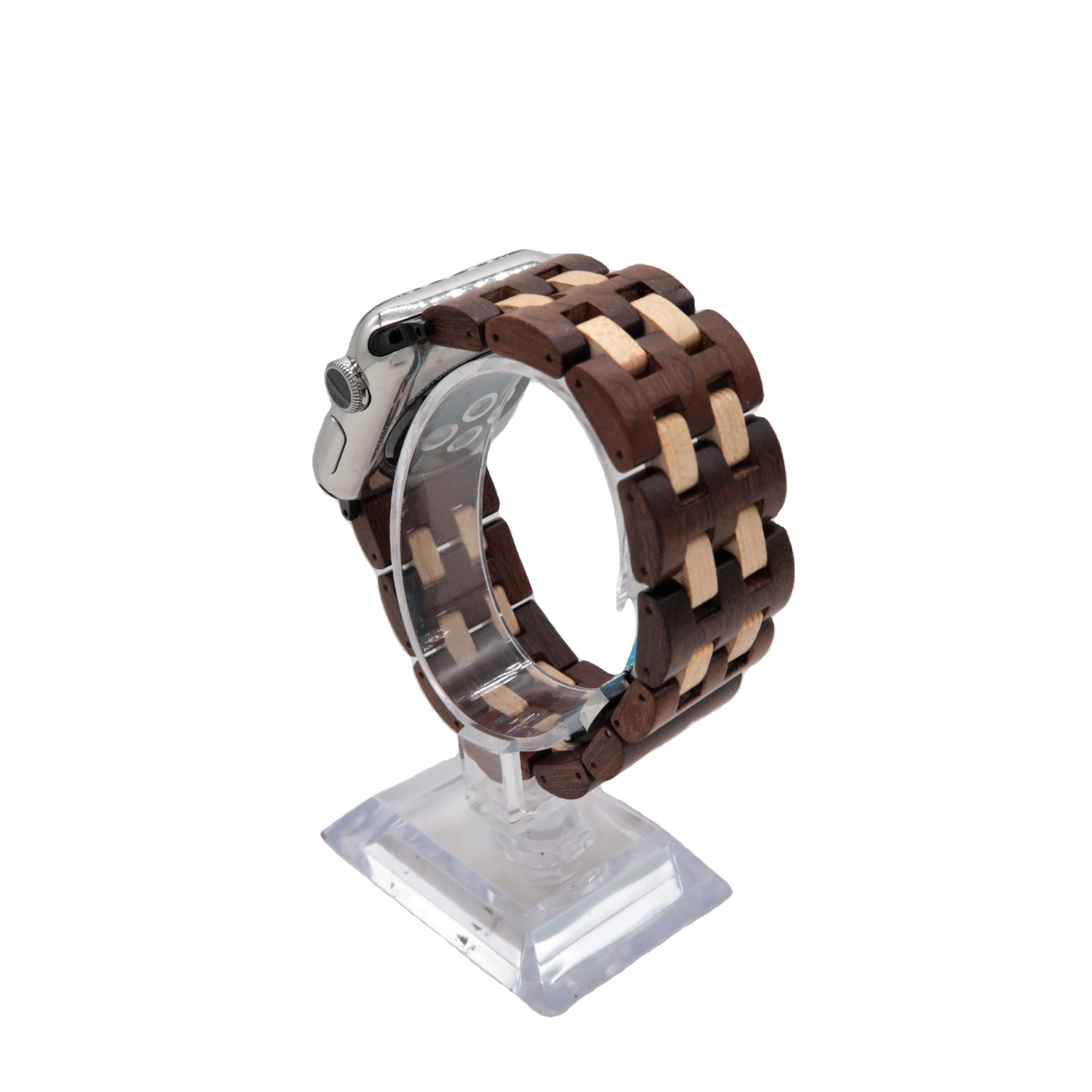 Gorgeous Natural Solid Hard Wood Watch Strap Bracelet Intricate Pattern Water Resistant Smart Watch Compatible