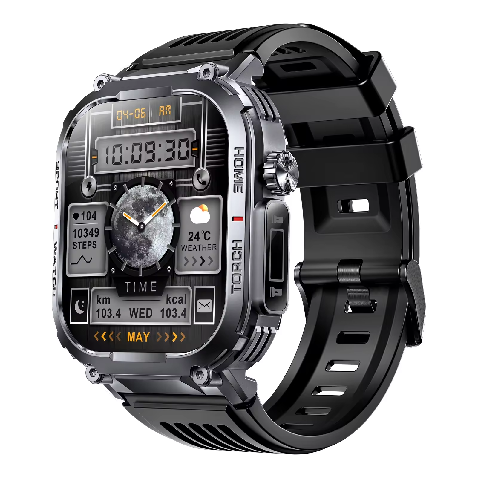 2024 Men's Smartwatch S320B watch With LED Lighting Function Compass 2.02 Inch TFT Sports Outdoor Fitness Band Music Control