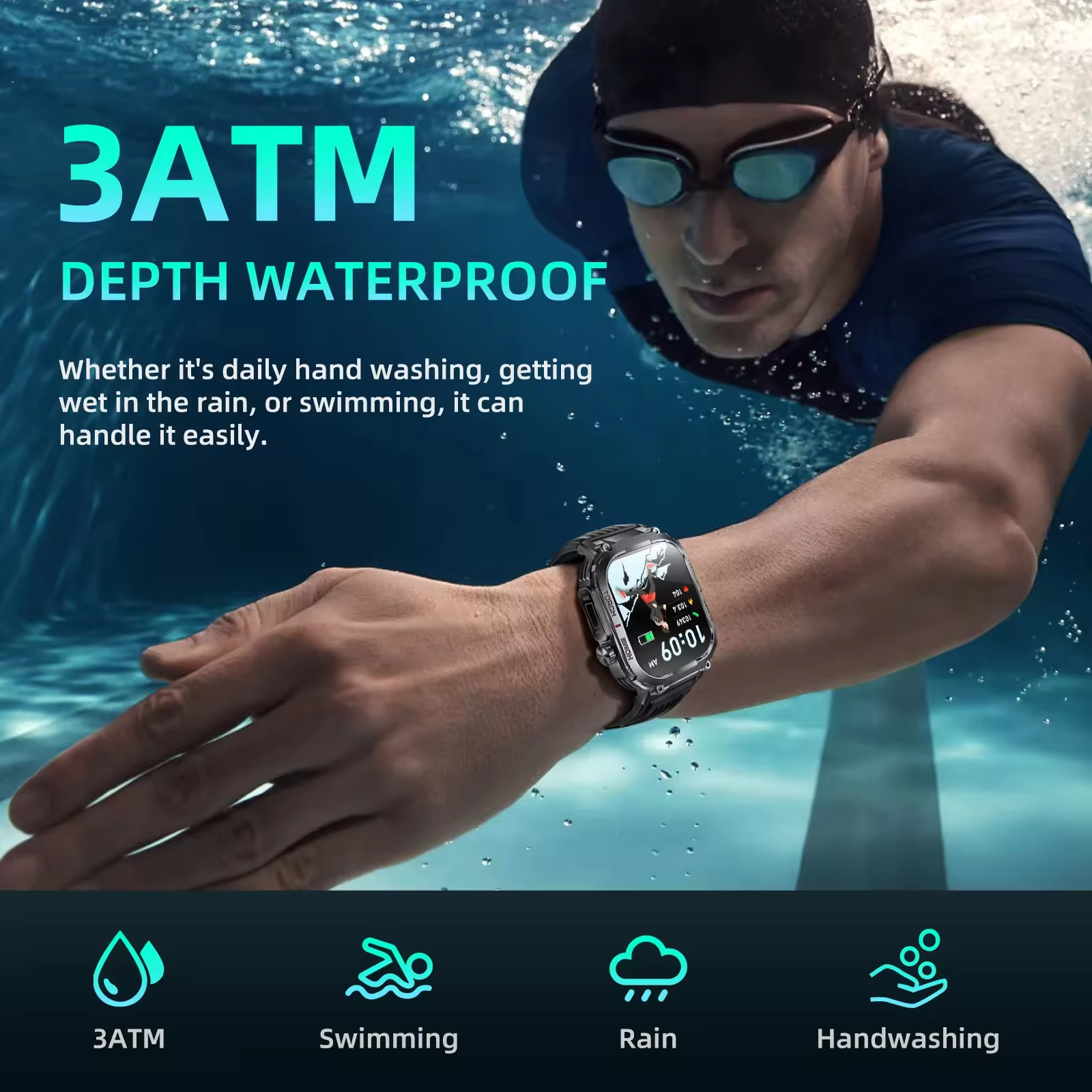 2024 Men's Smartwatch S320B watch With LED Lighting Function Compass 2.02 Inch TFT Sports Outdoor Fitness Band Music Control