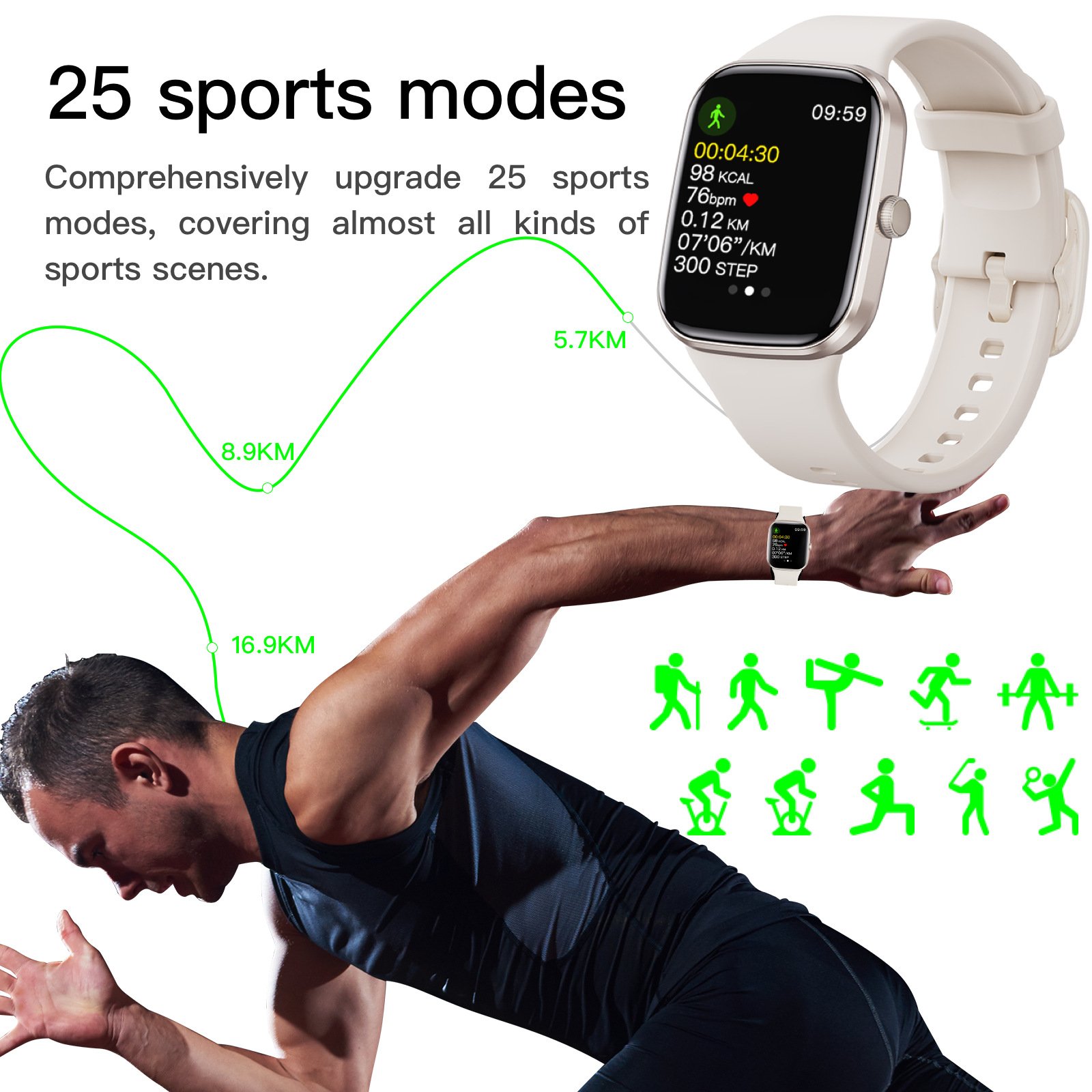 2024 Latest Unique real blood pressure data ECG blood oxygen temperature monitor health care new smart watch with Air pump