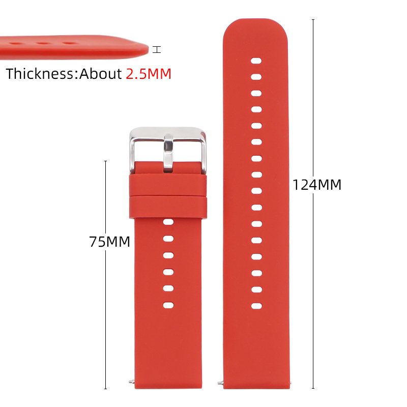 16mm 18mm 20mm 22mm Womens Men Quick Release Soft Silicone Watch Bands Replacement Smart Sport Watch Straps