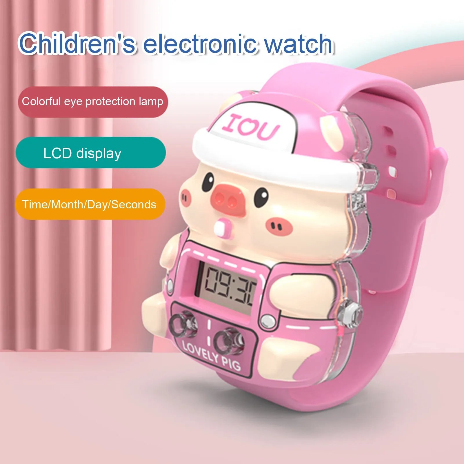 Kids Sports Watch Toys Cartoon Piggy Cute Children Digital Watches Colorful Lights Electronic Watch Boys Girls Christmas Gifts