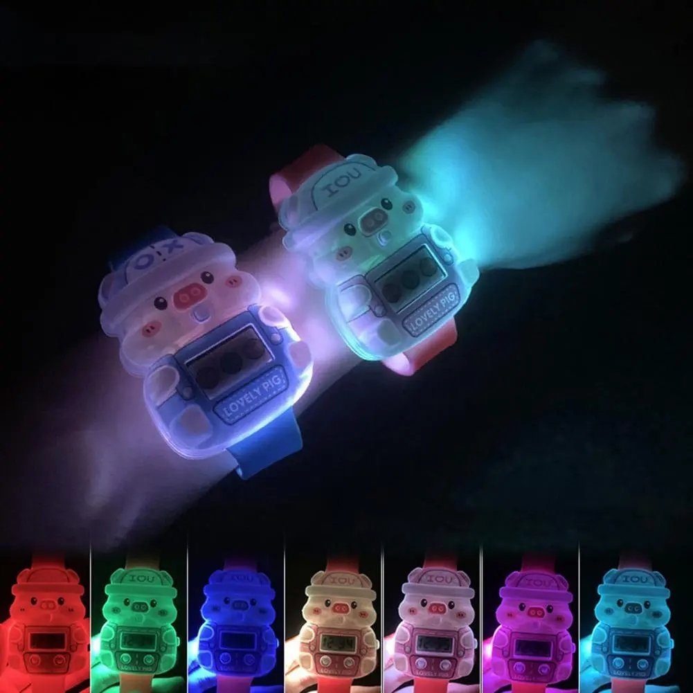 Kids Sports Watch Toys Cartoon Piggy Cute Children Digital Watches Colorful Lights Electronic Watch Boys Girls Christmas Gifts