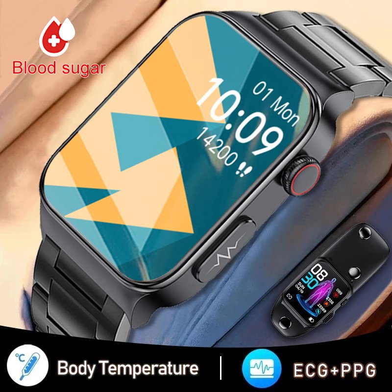 2024 New Smart Watch Blood Pressure Body Temperature Men Fitness Tracker High End Health Monitoring Smartwatch