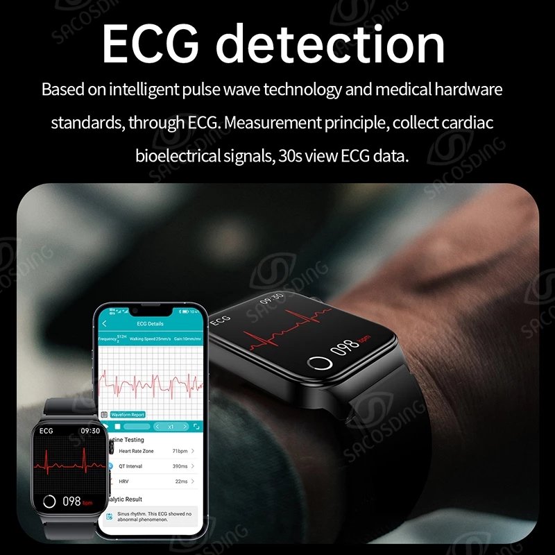 2024 New Smart Watch Blood Pressure Body Temperature Men Fitness Tracker High End Health Monitoring Smartwatch