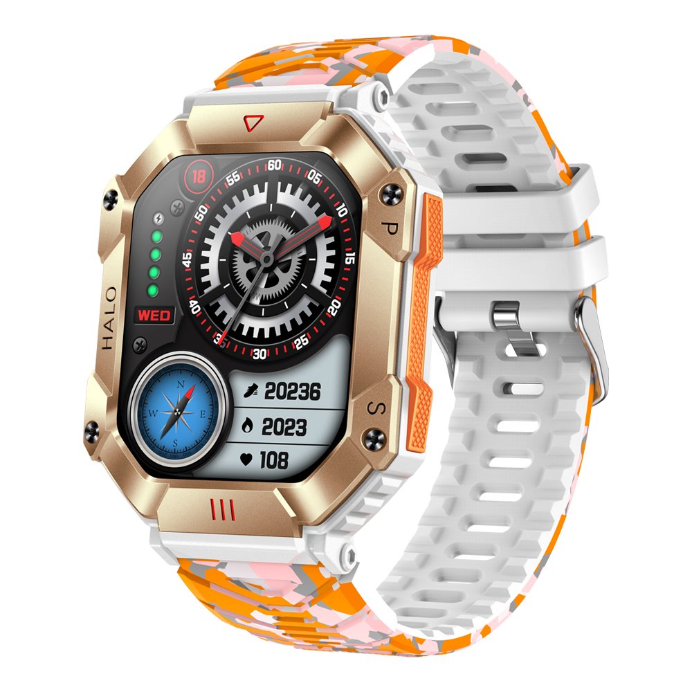 KR80 2024 Support altitude barometric pressure compass function built-in 4 mini-games BT Call 620mAh Sports outdoor Smart Watch