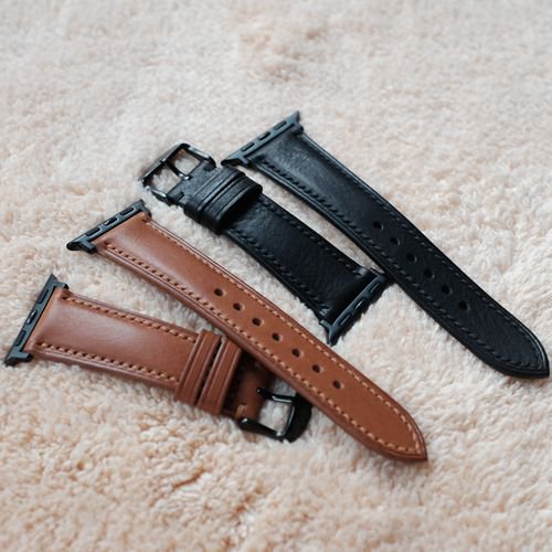 Genuine Brown Leather Watch Band for 41/38/40mm, 42/44/45mm Smart watch band for Series 1-2-3-4-5-6-7, FREE ENGRAVING
