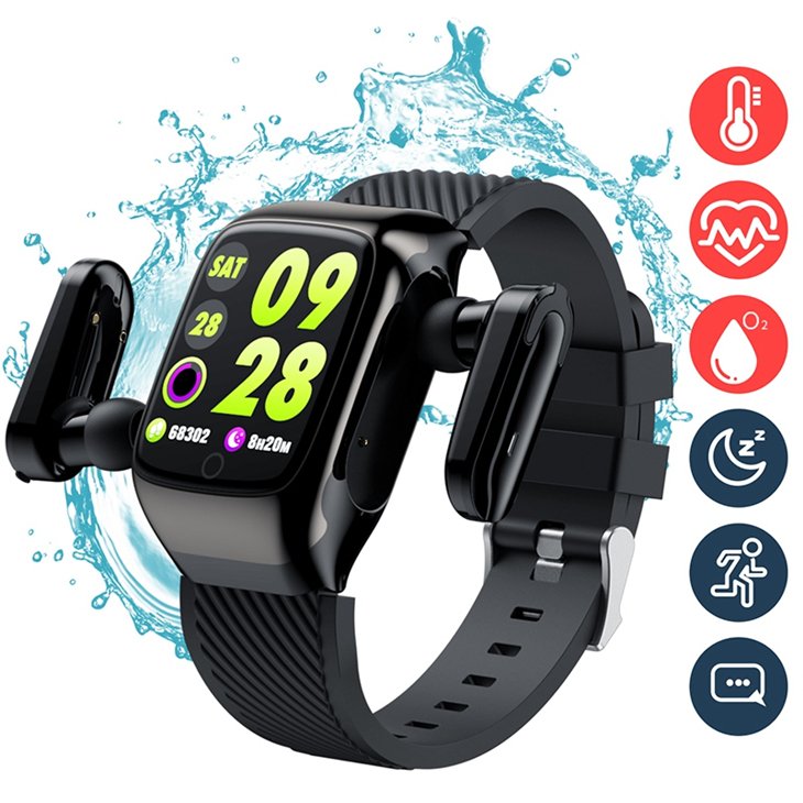 drop shipping Smart Watch Heart Rate Monitor Blue Tooth Earphone Fitness Tracker Blood Pressure Digital Smartwatch