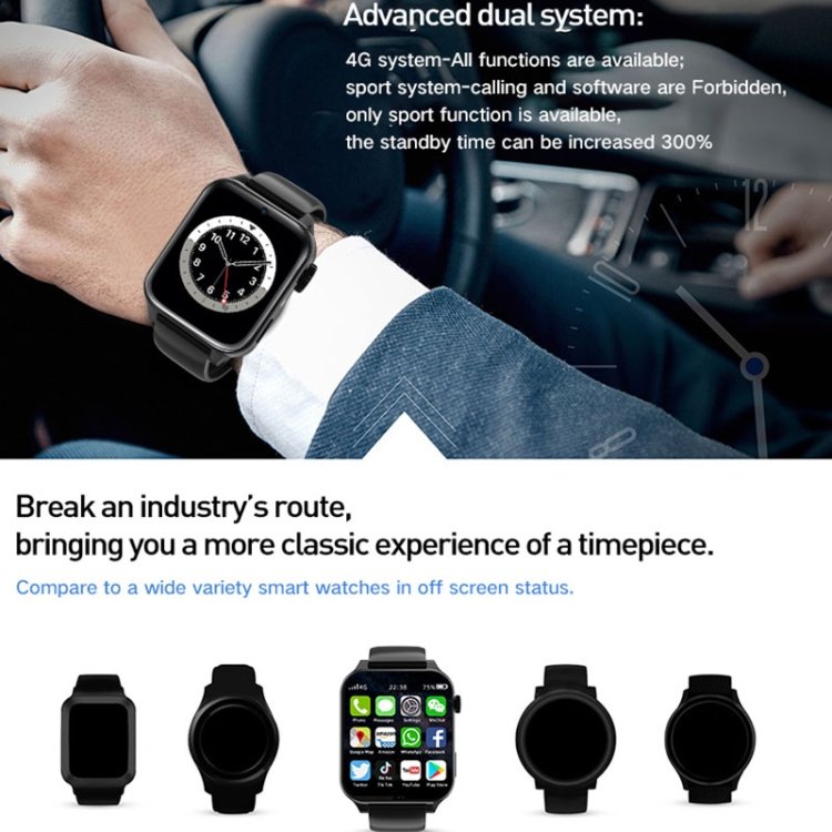 Hottest Selling Rogbid Brave 3 1.99 inch TFT Screen Face Recognition Android 9.1 LTE 4G Smart Watch For Men
