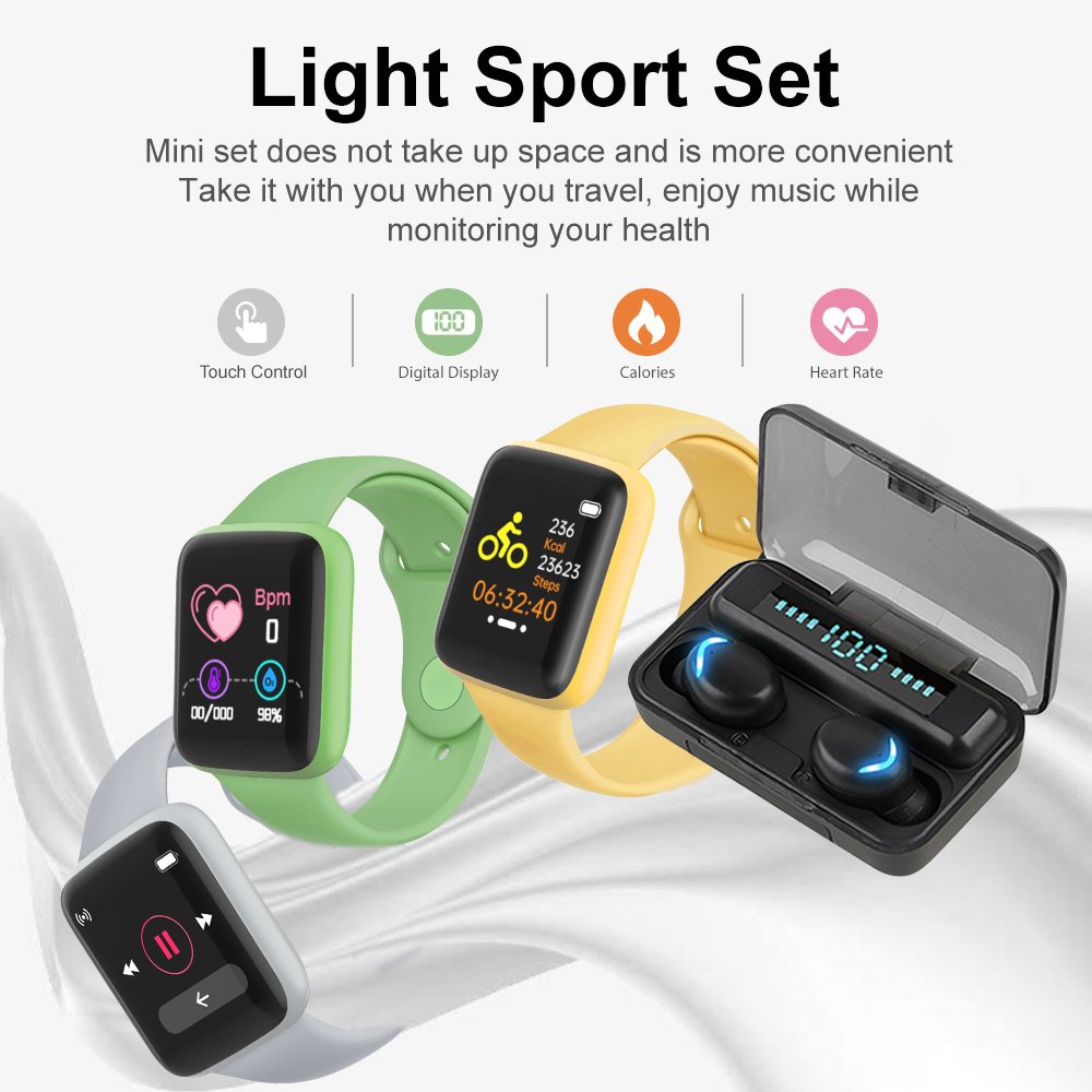 VALDUS Cheap 2 In 1 Sport Set Combo reloj inteligente Smart Watch With TWS audifonos auriculares Wireless Earbuds Earphone