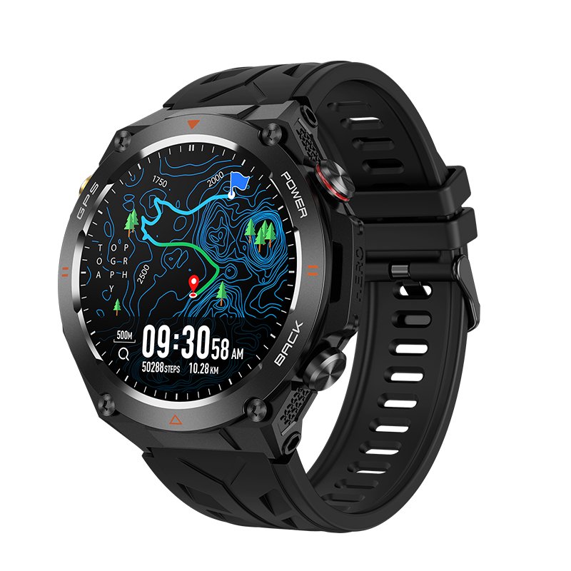 KC82 Outdoor GPS Smart Watch with Flashlight Compass BT Calling Function Waterproof Sports Style Smartwatch 2024 New Arrival