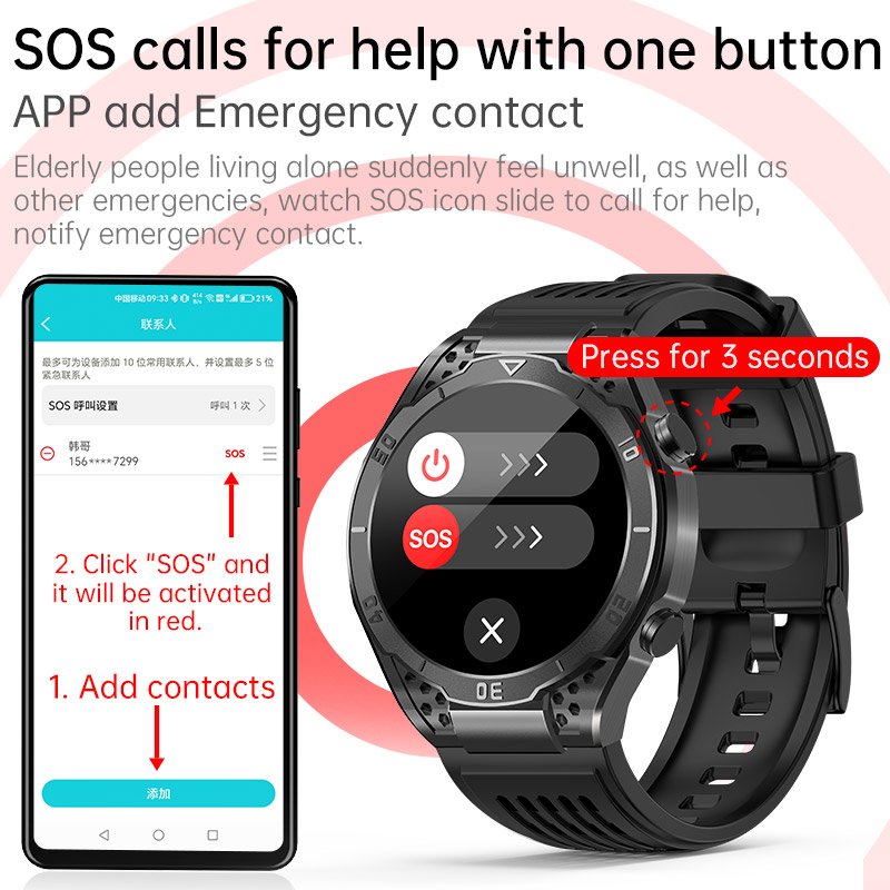 SMARTOBY ECG Amoled BT Call JA01 Smart Watch 2024 With One-click SOS Button Heart Rate Blood Pressure Sport Health Smartwatch