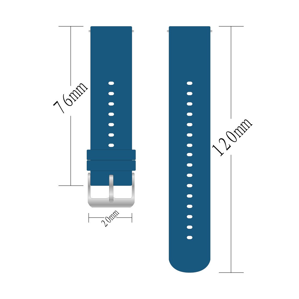 20mm Silicone smart watch band factory wholesale replacement silver metal buckle strap for samsung galaxy watch 7 6 5 4