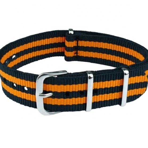 Nylon Straps N185 Black Orange Water Resistant Watch Bands Bracelet 18 - 22 mm Smart Watch Bands & Accessories Wristband