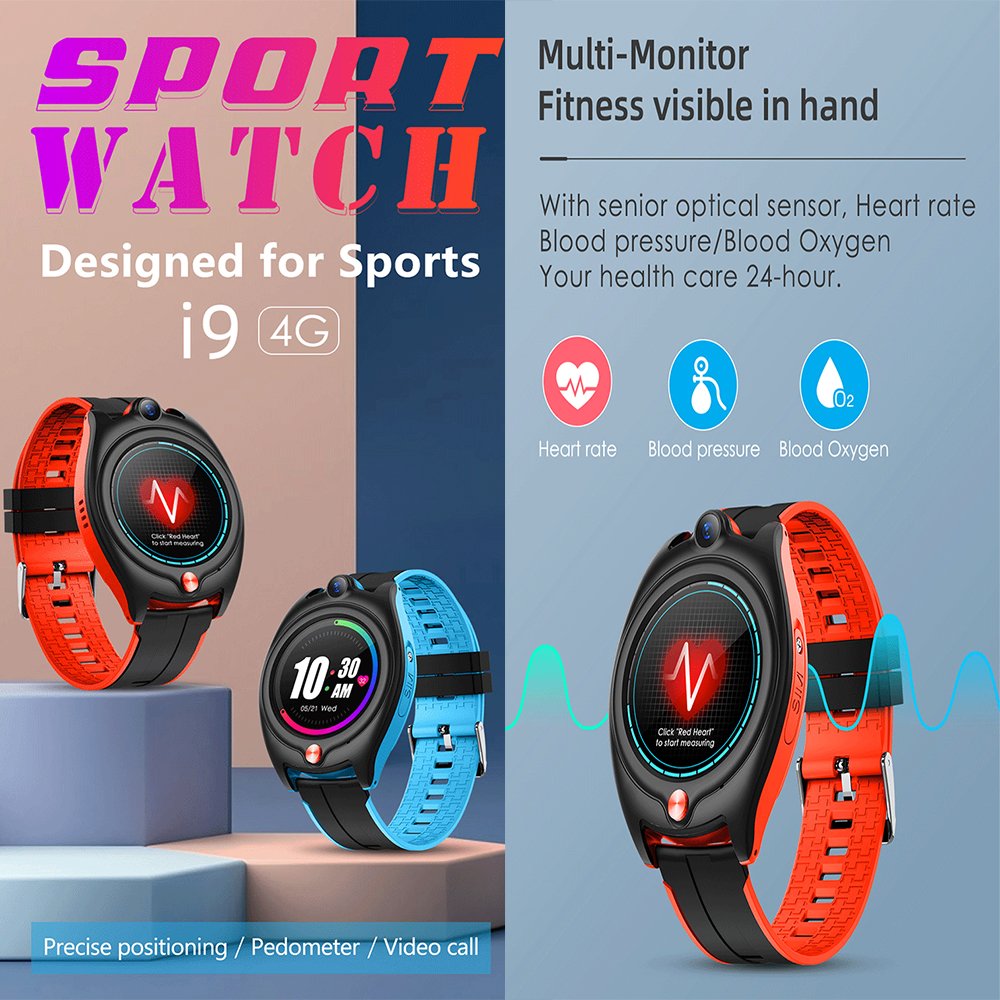 High quality Life assistant 4G HD Video 2 ways voice chat gps smart watch I9 Sport watches for kids