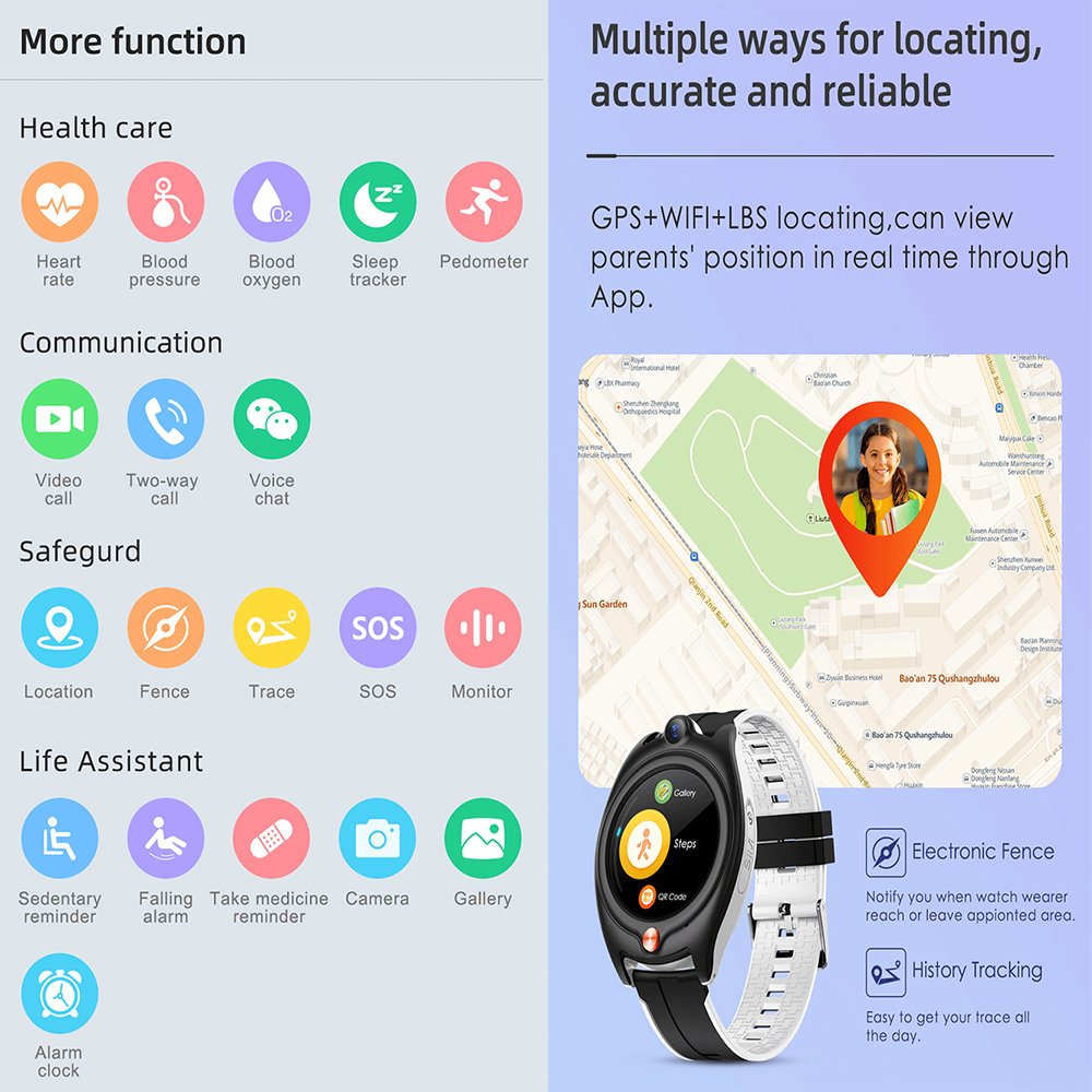 High quality Life assistant 4G HD Video 2 ways voice chat gps smart watch I9 Sport watches for kids