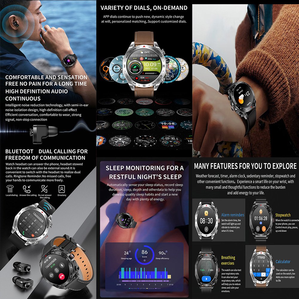 Dropshipping music control health sport monitoring smartwatch bracelet with wireless headset earbuds smart watch band
