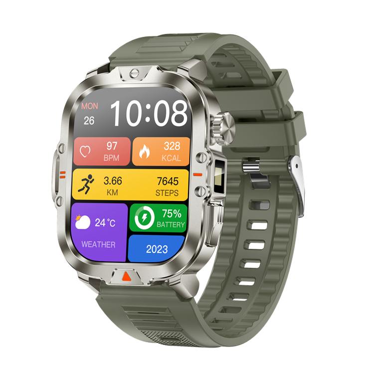 410mah Flashlight Smartwatch Ip68 Waterproof CR032 Smart Watch Exercise Modes Bt Calling Health Monitoring