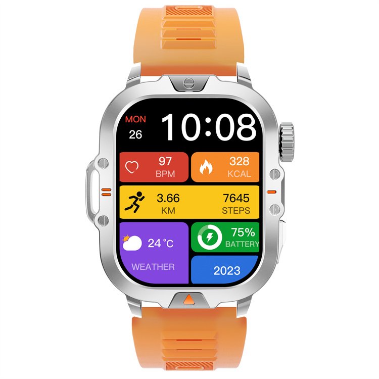 410mah Flashlight Smartwatch Ip68 Waterproof CR032 Smart Watch Exercise Modes Bt Calling Health Monitoring