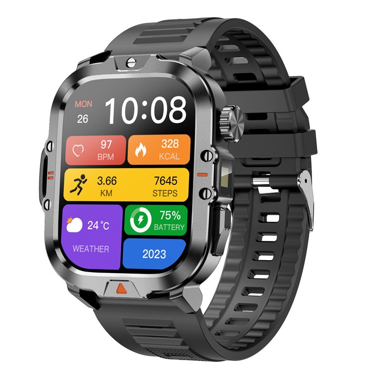 410mah Flashlight Smartwatch Ip68 Waterproof CR032 Smart Watch Exercise Modes Bt Calling Health Monitoring