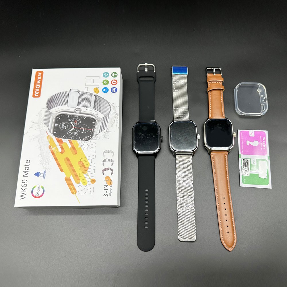 WK69 mate 3 in 1 Strap Big 2.09inch 2024 Smartwatch Montre Reloj inteligente Heart rate BT Call T900 Smart watch PK T800 T500
