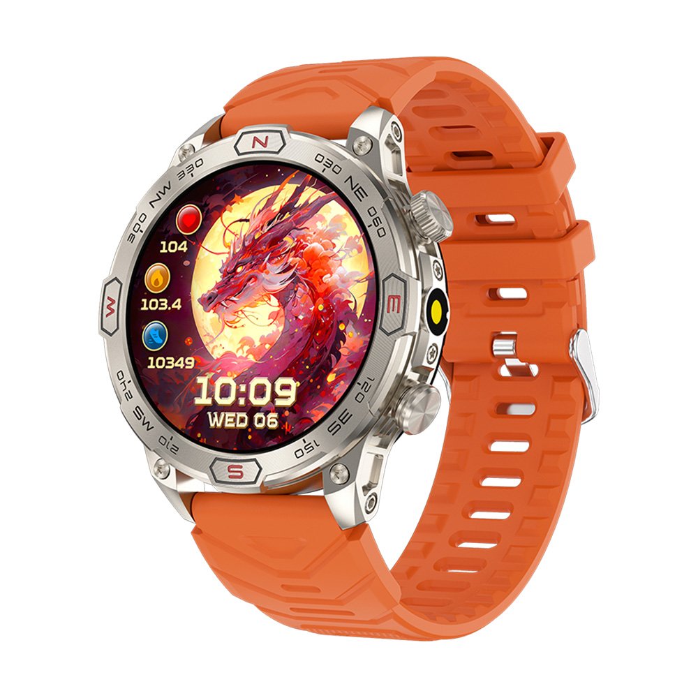 KC86 Smart Watch with Flashlight compass 1.43 inch AMOLED Screen 10M Waterproof Outdoor Sport SmartWatch for Men Women