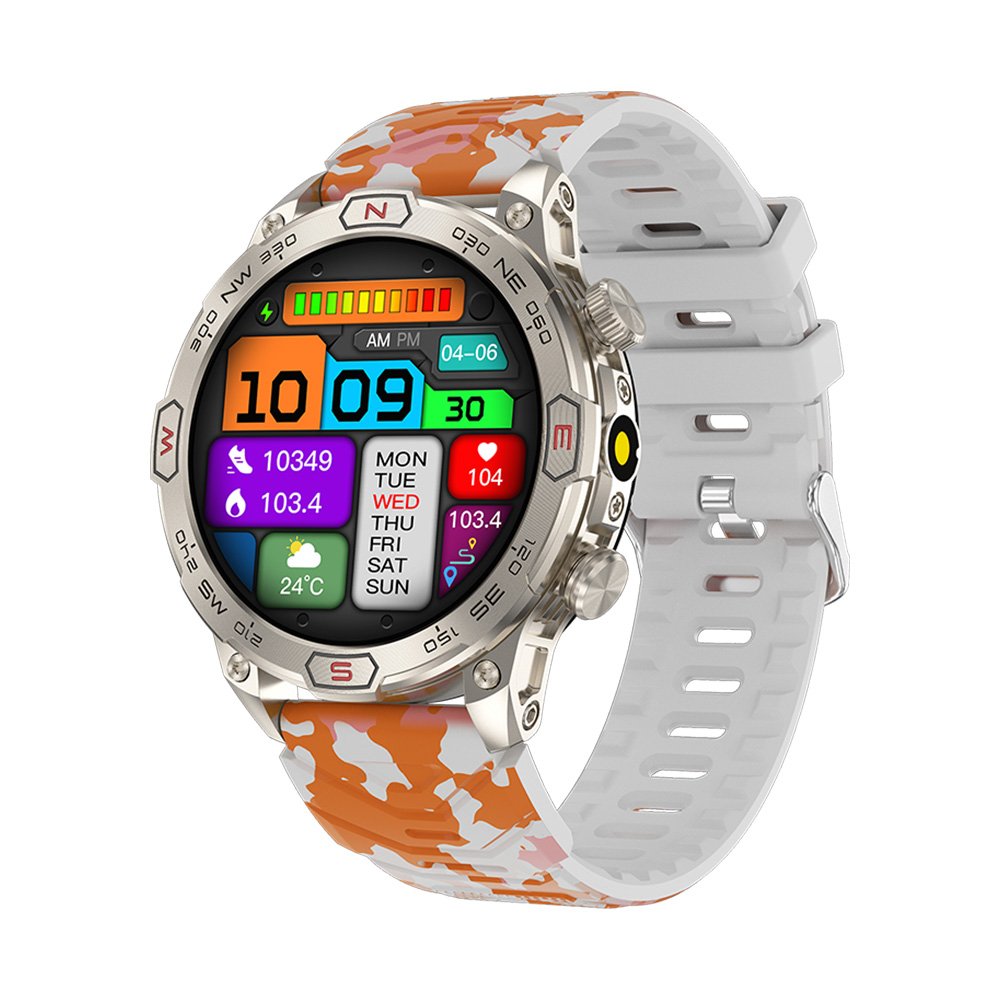 KC86 Smart Watch with Flashlight compass 1.43 inch AMOLED Screen 10M Waterproof Outdoor Sport SmartWatch for Men Women