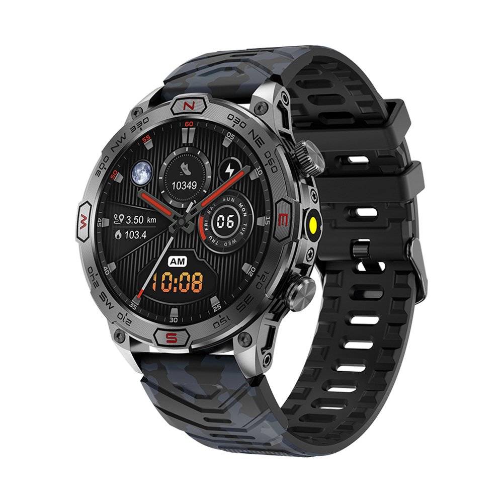 KC86 Smart Watch with Flashlight compass 1.43 inch AMOLED Screen 10M Waterproof Outdoor Sport SmartWatch for Men Women
