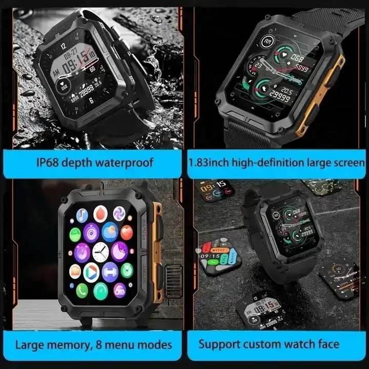 New C20 Pro Outdoor Sports Smart Watch for Men IP68 Waterproof Fitness Sport Long Time Full Touch Smartwatch Men