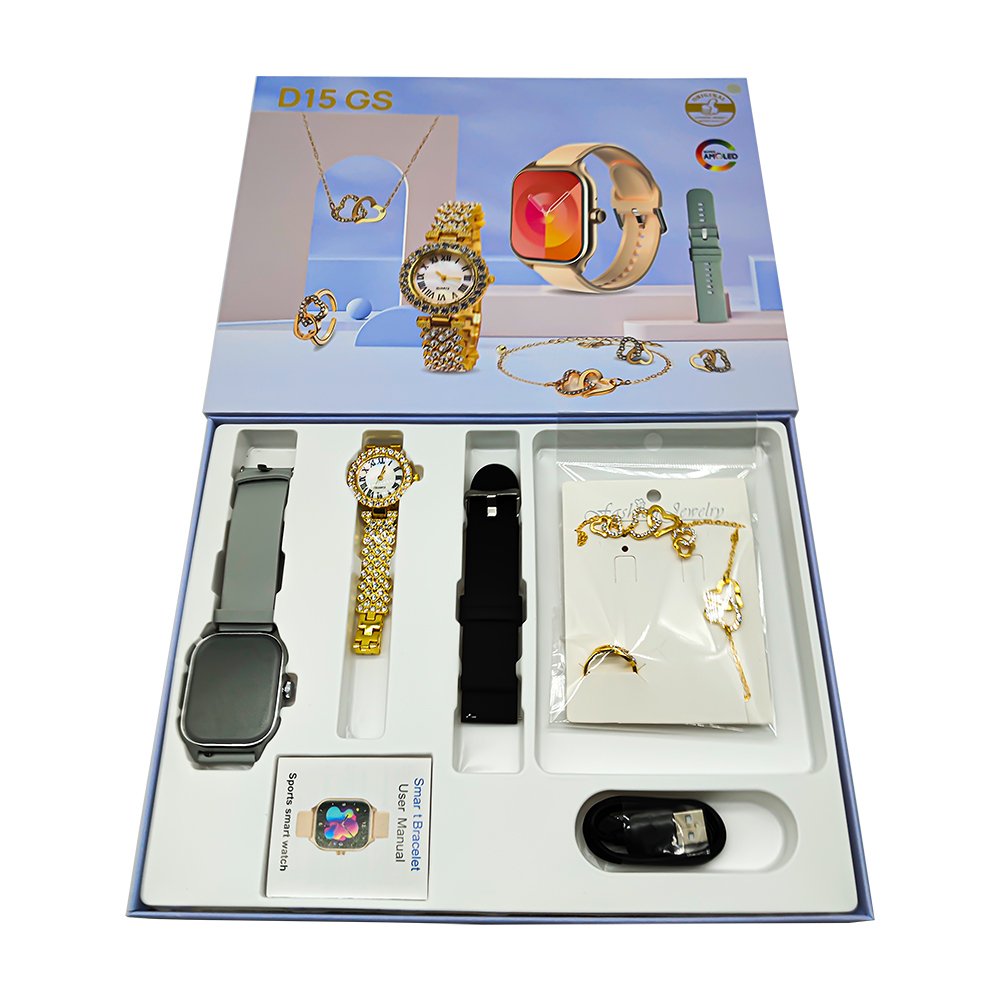 Hot Popular D15 GS Smart Watch Suit AMOLED screen Double Watch With Jewelry PK T900 T800 ultra pro max i20 Ultra Max Sport Band