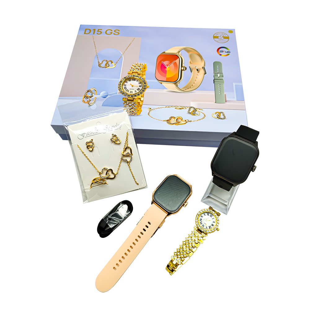 Hot Popular D15 GS Smart Watch Suit AMOLED screen Double Watch With Jewelry PK T900 T800 ultra pro max i20 Ultra Max Sport Band