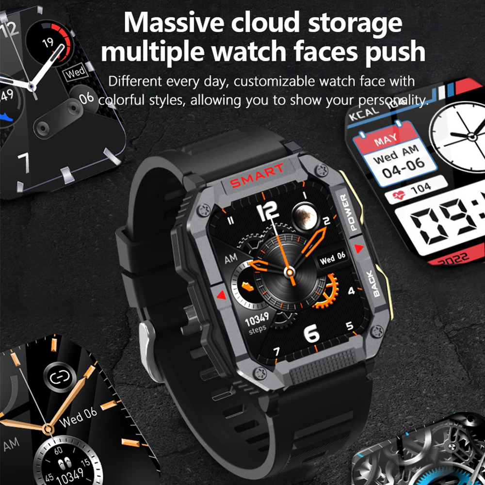 Heart Rate Blood Pressure Blood Oxygen 1.83 Inch Digital IP67 Fitness Tracker Waterproof Sport Smart Watches for Men Android Ios