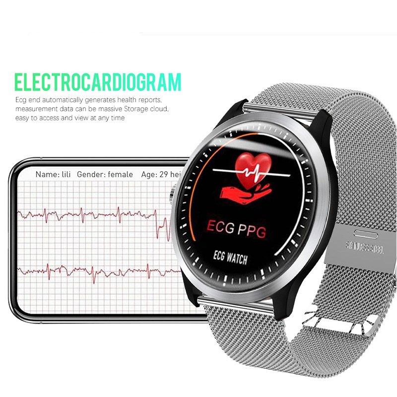 N58 ECG PPG smart watch with electrocardiograph ecg display,holter ecg heart rate monitor blood pressure smartwatch