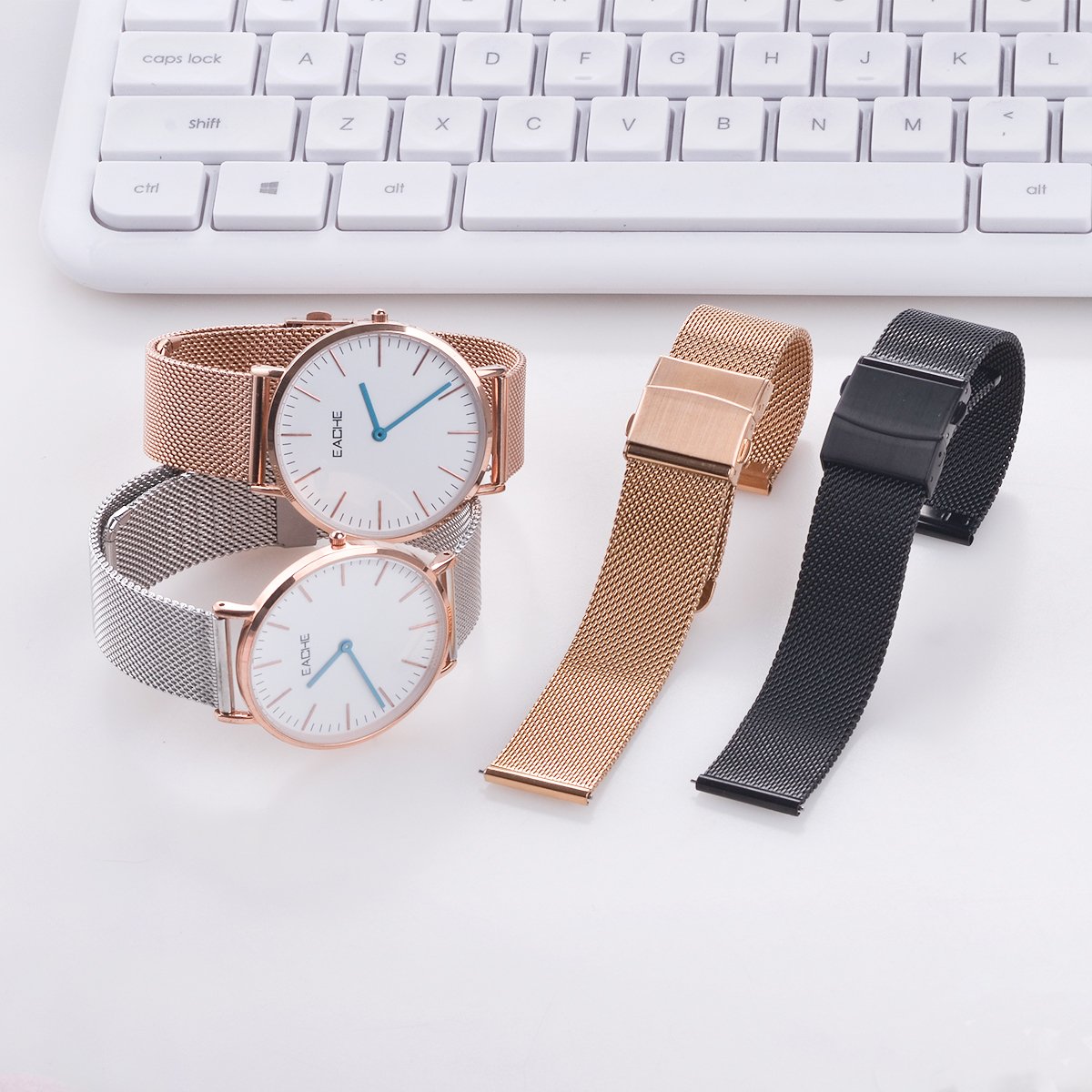 LAIHE Quick Release Stainless Steel For Samsung Galaxy Apple Watch Milanese Mesh Watch Band Smart Watch band
