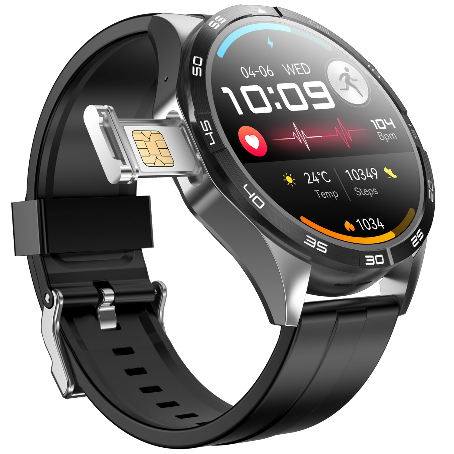 VALDUS GPS WIFI Video 200W Camera Memory 4GB Smartwatch 4G Sim Card Android Phone Waterproof VG52 PRO AMOLED Round Smart Watch