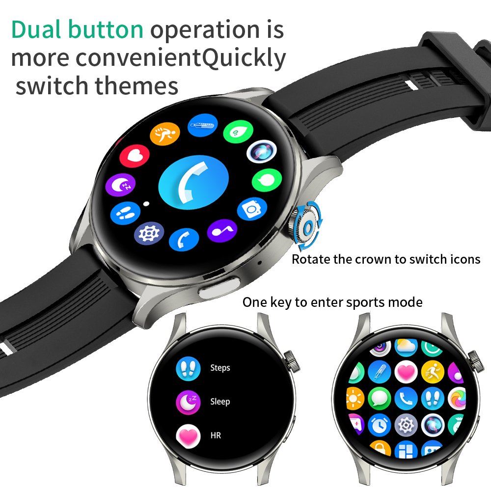 1.32 Inch BT Call Smart Watch Blood Pressure Health Sport Temperature Touch Wearable Devices