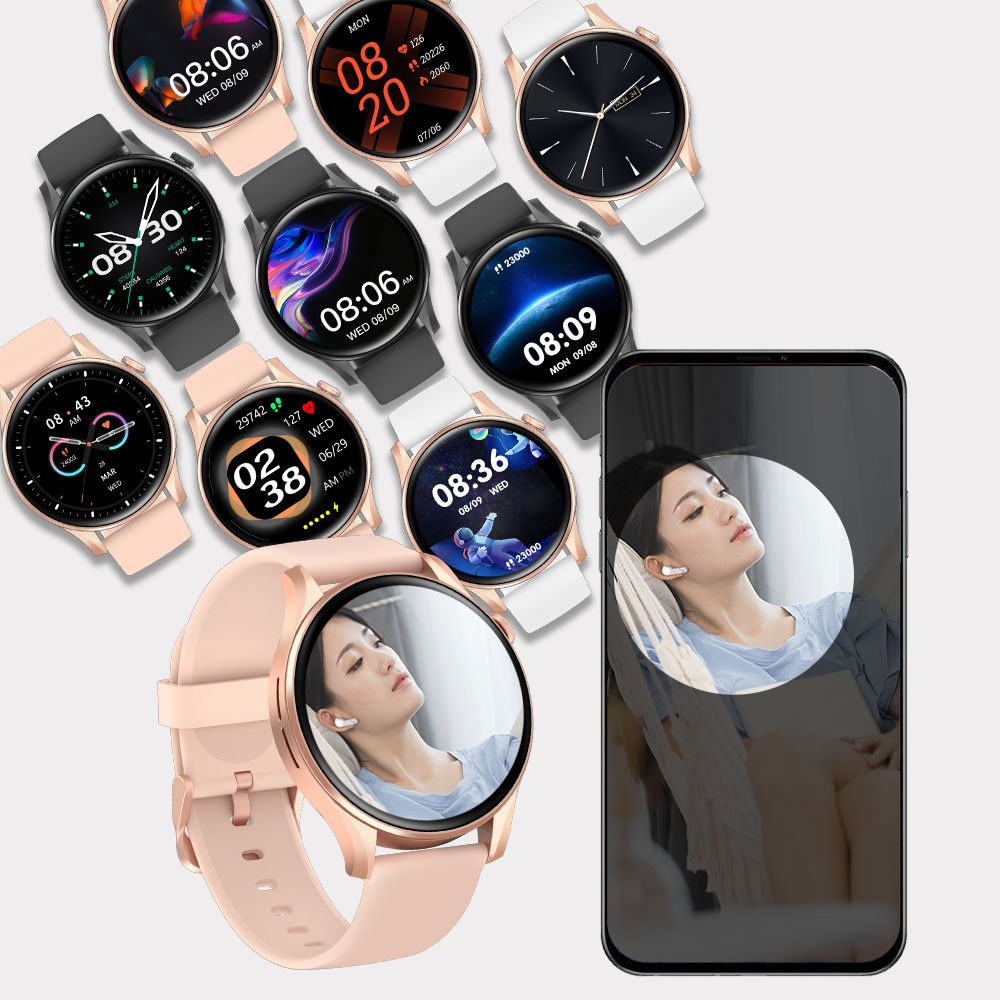 1.32 Inch BT Call Smart Watch Blood Pressure Health Sport Temperature Touch Wearable Devices