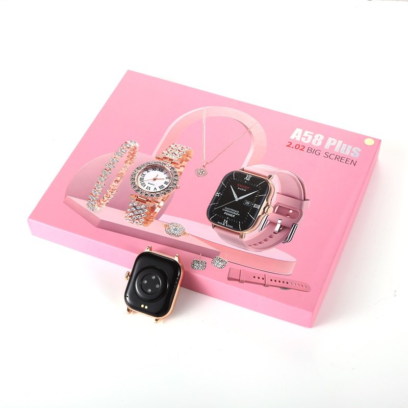 A58plus smartwatch ladies golden quartz chain luxury gift sets box a39 mini a60 a61 a58 plus female reloj smart watch for women