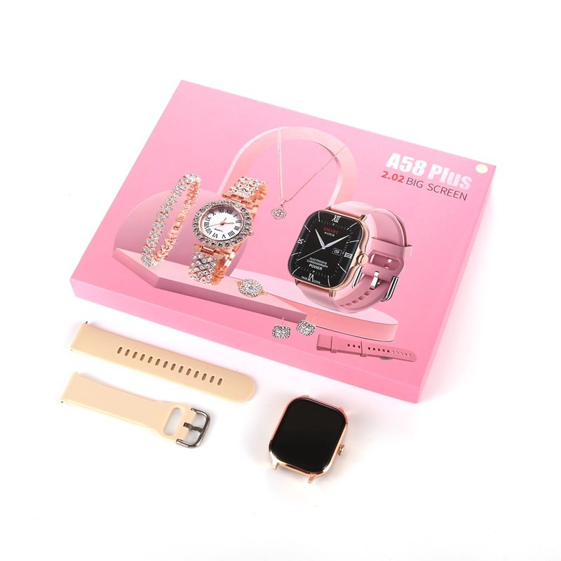 A58plus smartwatch ladies golden quartz chain luxury gift sets box a39 mini a60 a61 a58 plus female reloj smart watch for women
