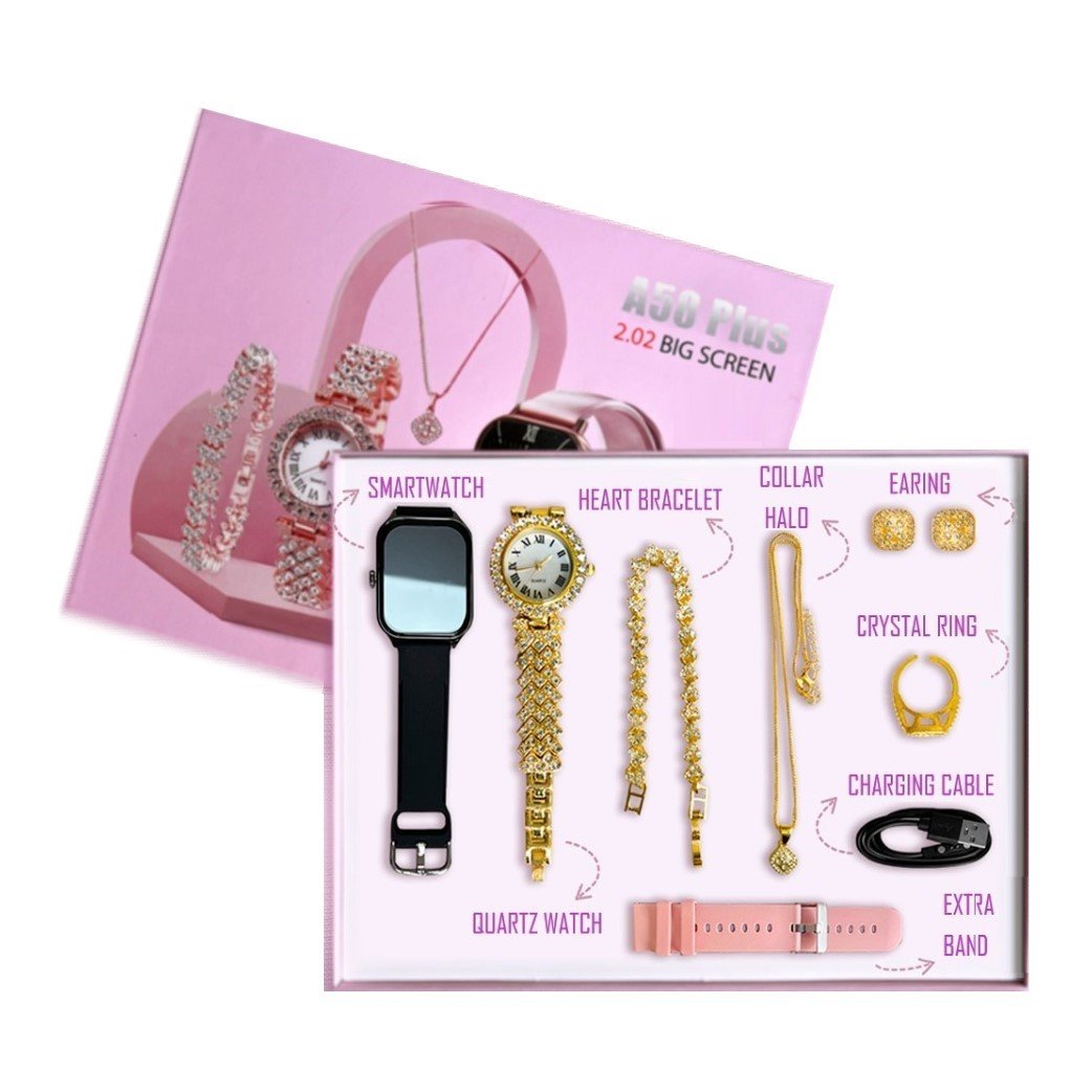 A58plus smartwatch ladies golden quartz chain luxury gift sets box a39 mini a60 a61 a58 plus female reloj smart watch for women